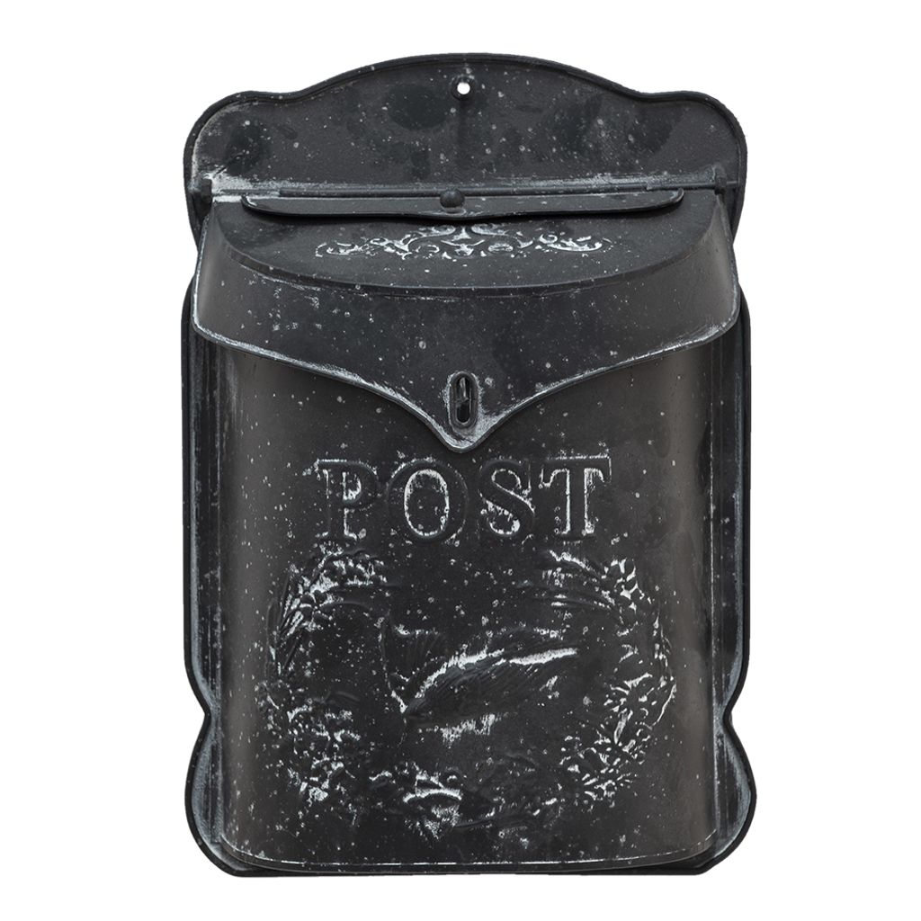Clayre & Eef brievenbussen, 26x8x39 cm, zwart, metaal, met Productafbeelding 