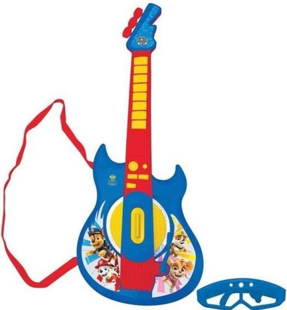 Pat Patrouille Elektronische Gitarre mit Mikrofon Brille, 2 Spielmodi, Lichteffekte, AUX-In Anschluss, 24x5x59 cm