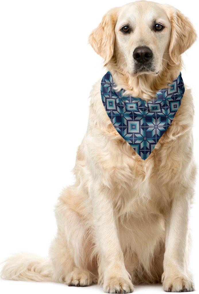 ABAKUHAUS Blau und weiß Haustier Bandana, Nordic Winter-, 55x55 cm, Blassblau Marineblau
