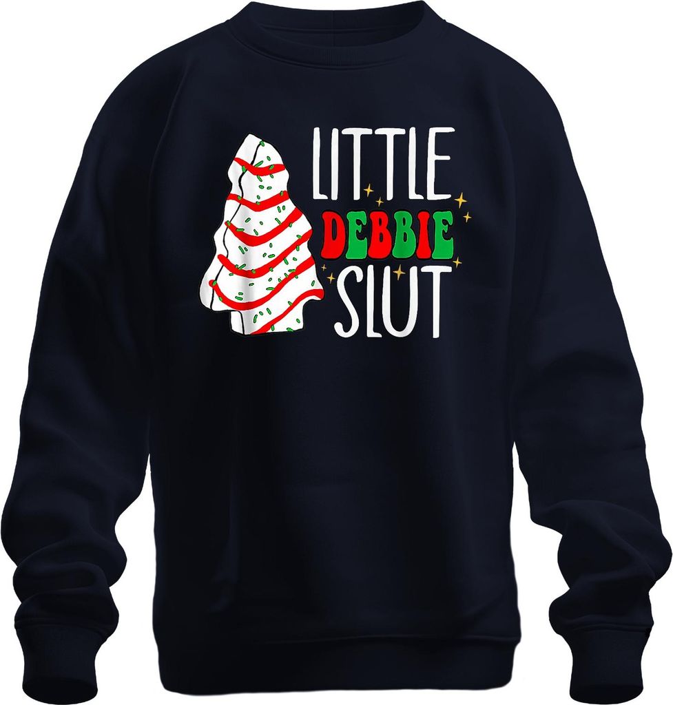 LITTLE DEBBIE SLUT Weihnachten frech lustig Geschenk Cookie Retro Uni Sweatshirt Pullover, Navy, L