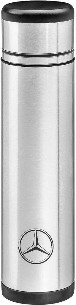 Thermoskanne, Edelstahl Isolierflasche, doppelwandig, isolierter Trinkbecher als Schraubdeckel, mit Klappverchluß, Volumen ca. 1 l