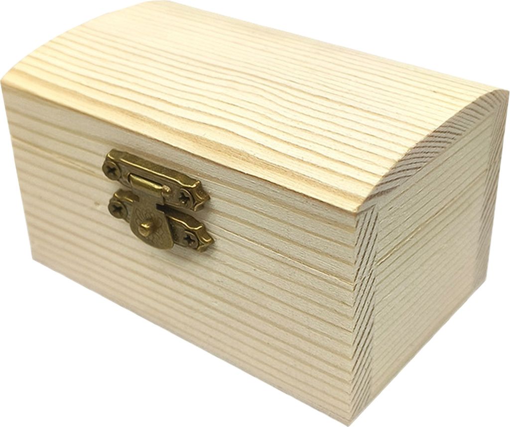 Unfertige Holzkiste, DIY-Schatztruhe aus Kiefernholz mit Verschlussverschluss, Klappdeckel, Schmuckaufbewahrungsbox für Familie und Freunde
