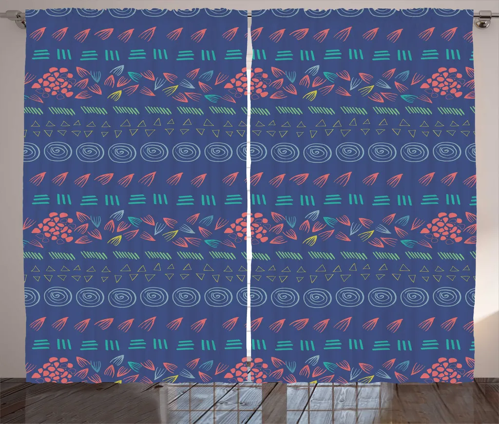 Grand Rideau de Salon 280x225 cm Déco Aztèque pour Ambiance Chaleureuse