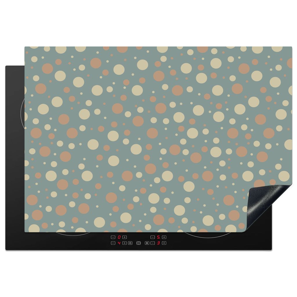 KitchenYeah Herdabdeckplatte Polka dots - Muster - Grau , 75x52cm, Küche Deko, Glaskeramikkochfeld Herdabdeckung, Abdeckplatte fùr Kochfeld