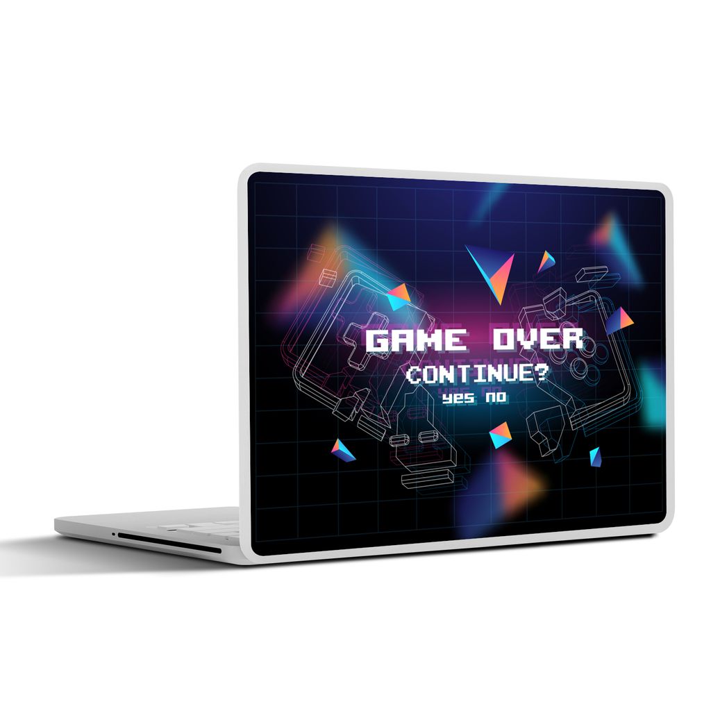 MuchoWow Laptop Aufkleber Sticker Cover Spiele - Arcade - Game Over - Schwarz - Blau - Spiele 36.5x27.5 cm - Laptop-Sticker