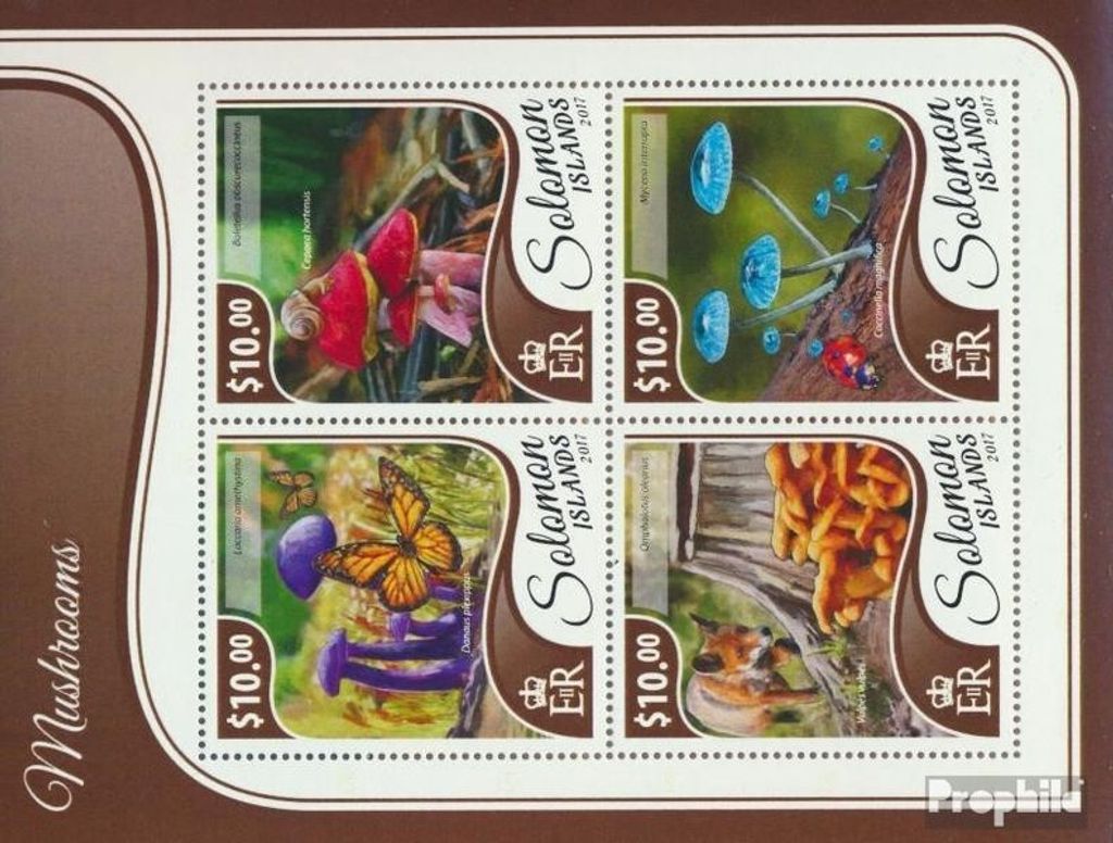 Briefmarken Salomoninseln 2017 Mi 4637-4640 Kleinbogen (kompl. Ausg.) postfrisch Pilze