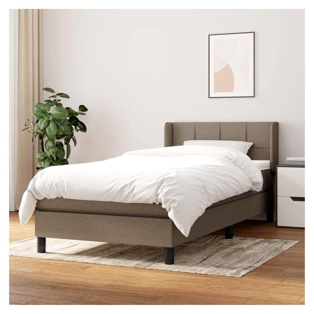 Lattenrost mit Matratze, Taupe, 100 x 200 cm, Stoff, Plattformbett, mit Lattenhalter, einfache Montage, für Schlafzimmer, Erwachsene