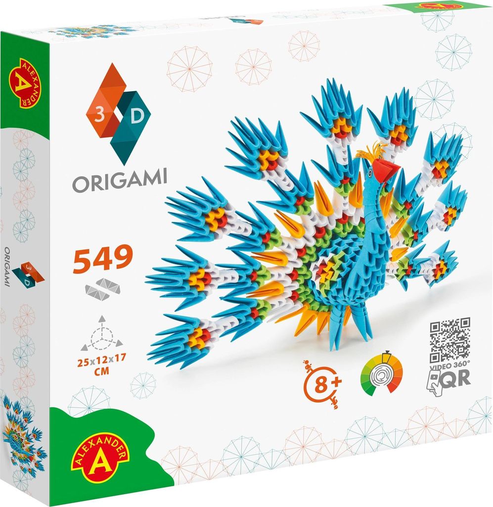 Alexander Toys Origami 3D Bastelset Pfau 549 Teile kreatives Spielzeug