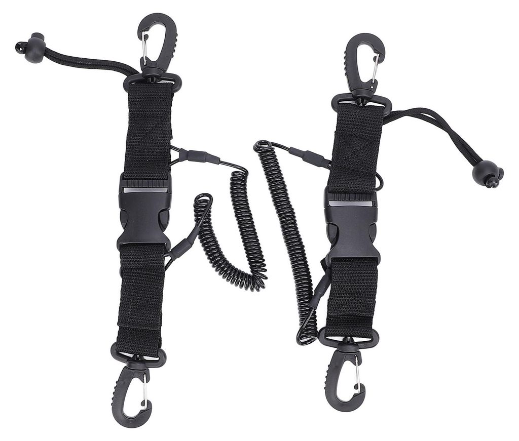 2er-Pack Taucher-Fangseil aus Nylon mit Schnellverschluss für Kamera und Tauchlampe, Schwarz
