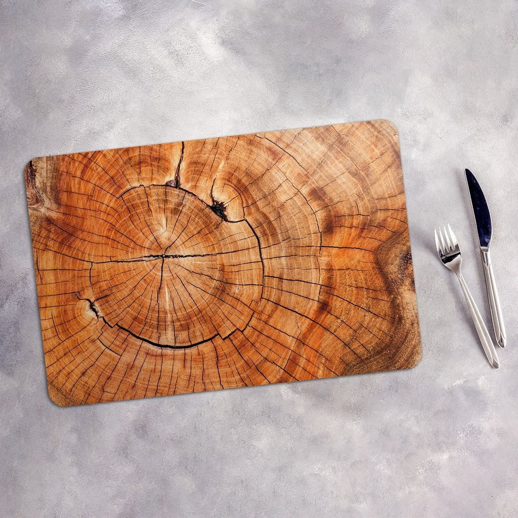 Tischset 4x45x30 cm Platzset Tischmatte Platzmatte Untersetzer - Holz Stamm