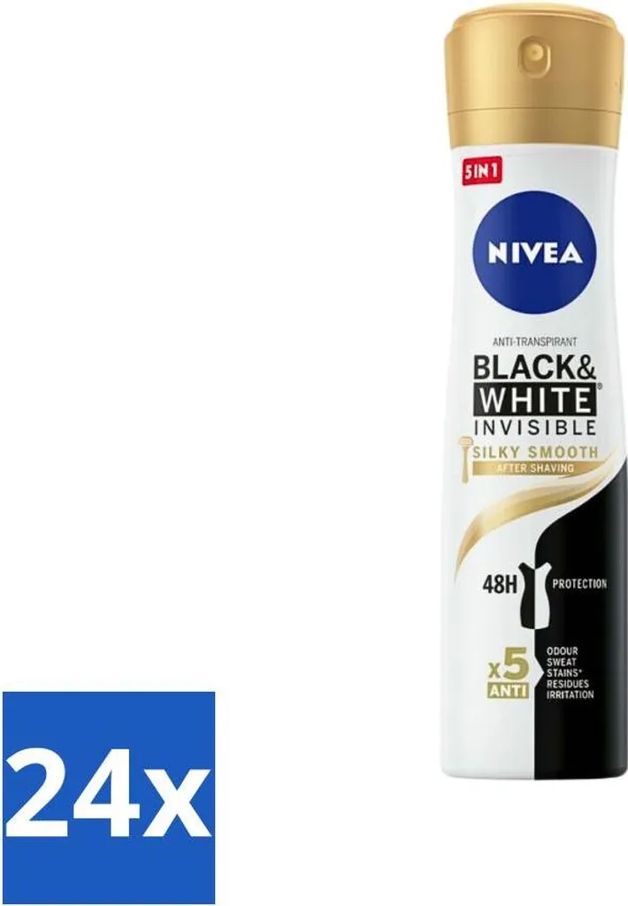 Offerta Stock NIVEA Deodorante Black & White Silky Smooth 24x150ml