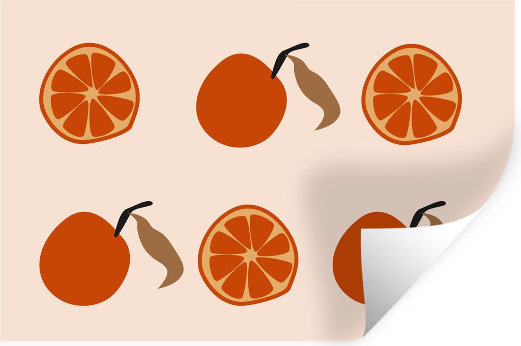 MuchoWow Wandtattoo Wandsticker Wandaufkleber Sommer - Tomaten - Muster 60x40 cm Selbstklebend und Repositionierbar - Wierderverwendbar - Selbstk...