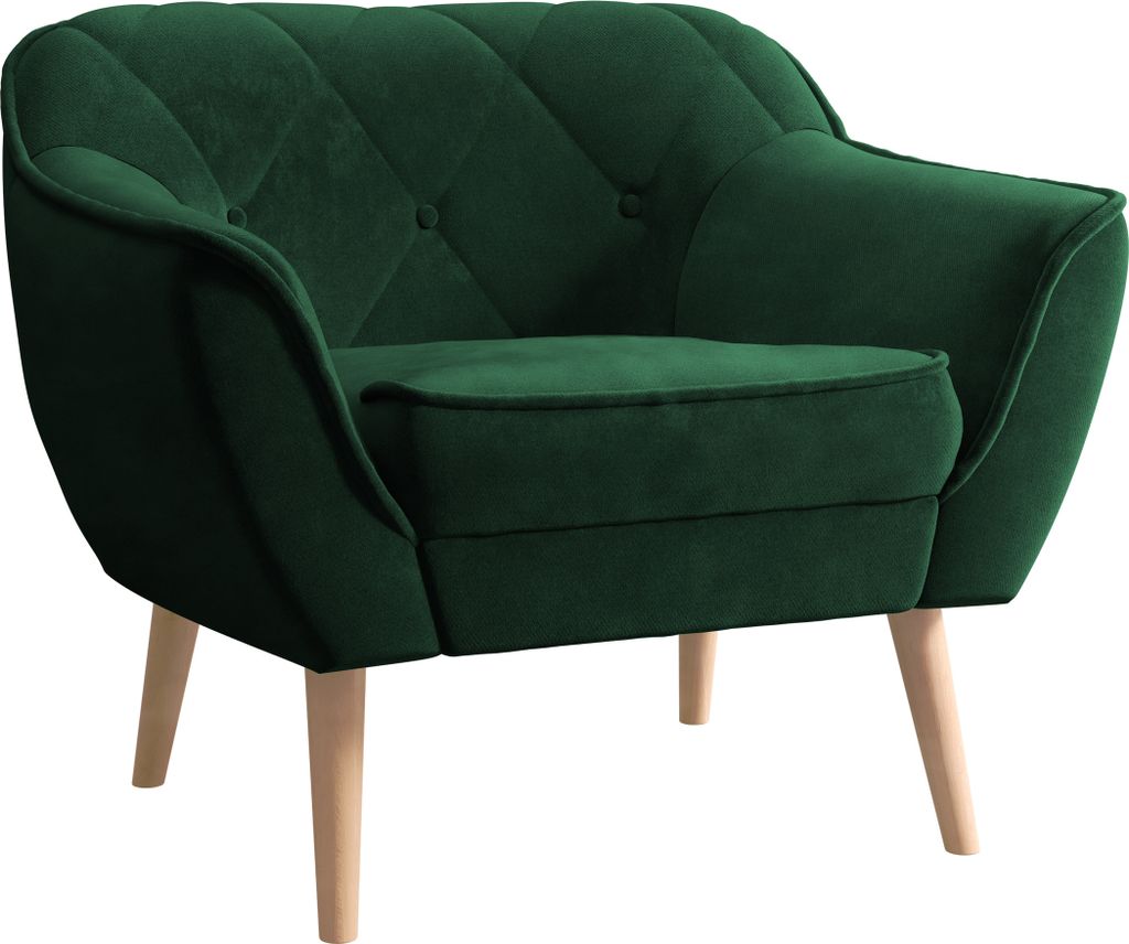 MIRJAN24 Sessel Skand 1, Polstersessel mit Wellenfeder, Holzfüße, Wohnzimmer Kollektion (Farbe: Kronos 14)