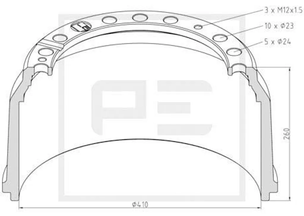 Tambour de Frein 016.498-00A PETERS ENNEPETAL Haute Résistance Thermique