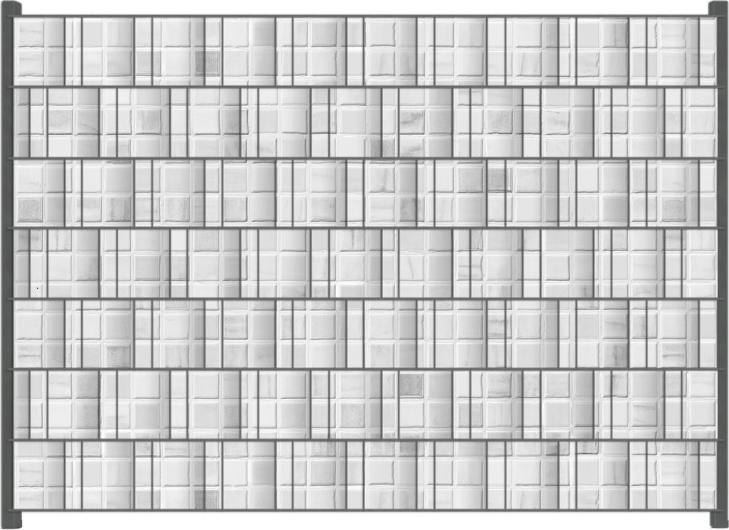 Wallario Zaunsichtschutz mit Motiv Fliesen im Bad weiß-grau für Ein- und Doppelstabmatten Zäune in der Größe 200 x 140 cm