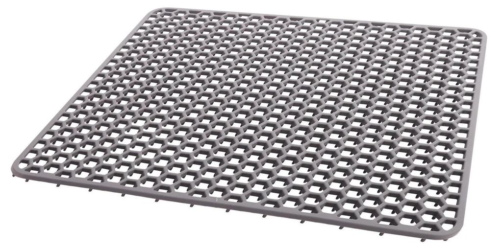 Spülbecken Schutzmatte - Quadratische Spülmatte - Rutschfest, Hitzebeständig -40–220°C, Wabendesign, 34,5x34,5cm - Dunkelgrau