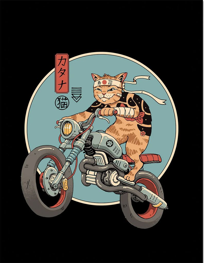Vincent Trinidad - bedruckt "Catana Motorcycle" PM8155 (40 cm x 30 cm) (Schwarz/Bunt)