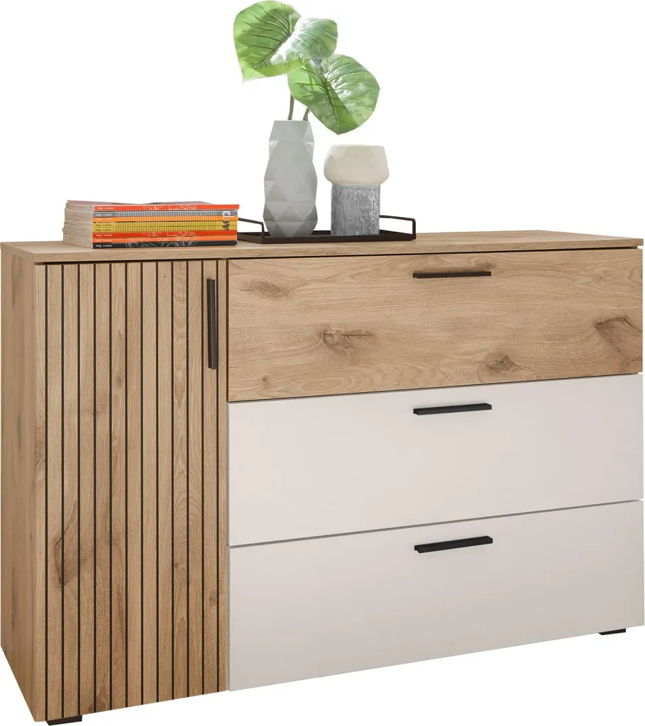 Meuble Bas Daria 125cm : Gain de Place et Grand Rangement Chêne Viking