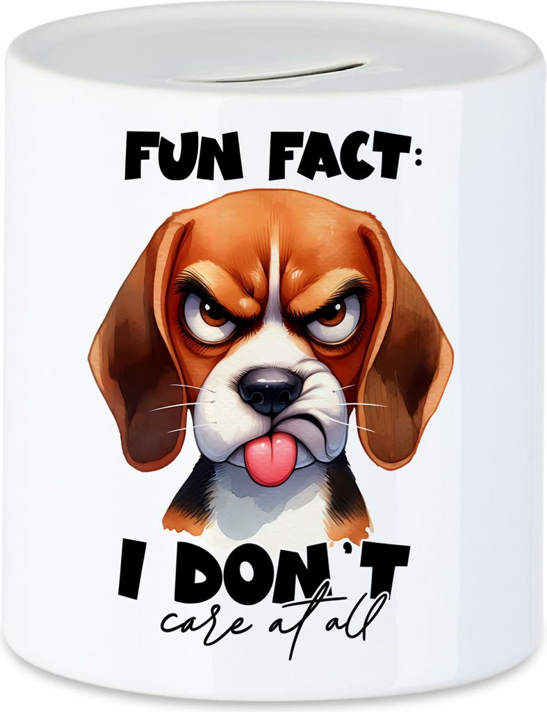 Fun fact I don't care at all Grimmiger Hund Spardose - Lustiges Geschenk