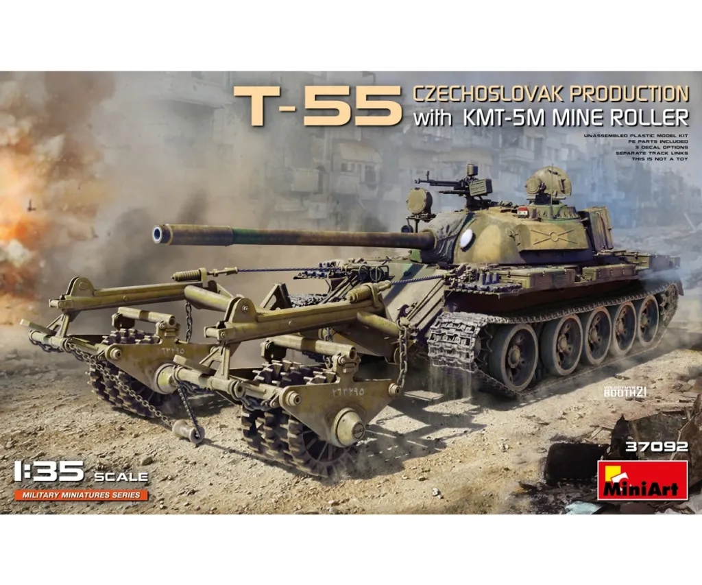 MiniArt 1:35 T-55 CZ avec Rouleau Démineur KMT-5M - Maquette Militaire