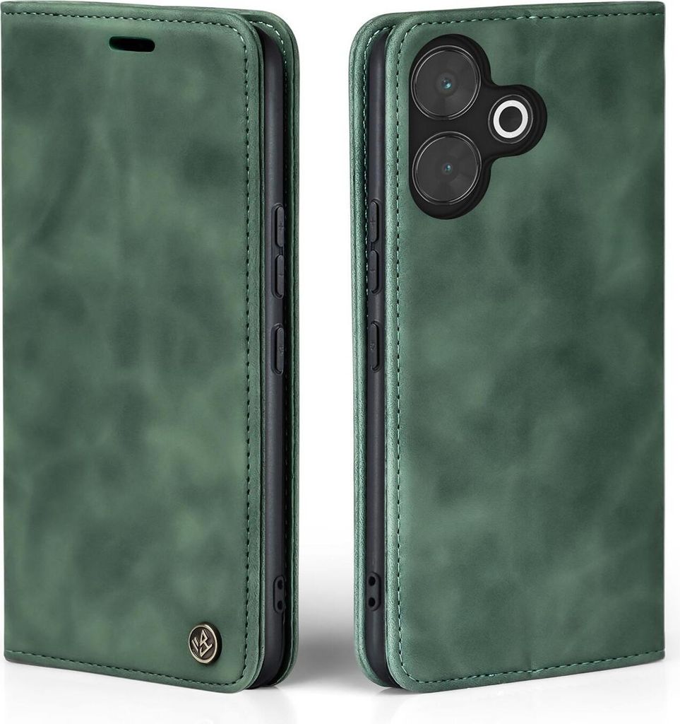 Handy Hülle für Xiaomi Redmi 13 Klapphülle Bookcase Flip Cover Handy Tasche Etui Farbe: Grün