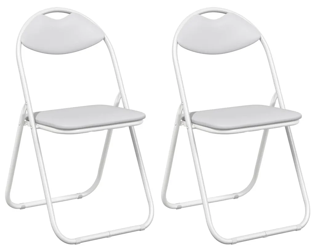 Chaise pliante vidaXL simili cuir blanc avec structure métal résistante