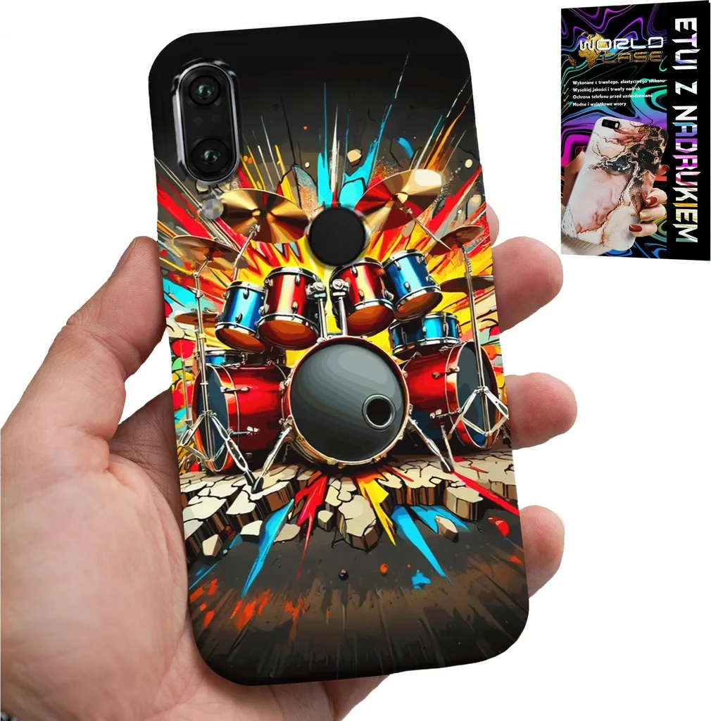 Cover Huawei P Smart 2019 Rock & Roll + Film | Protezione Totale Rock Drums - 1