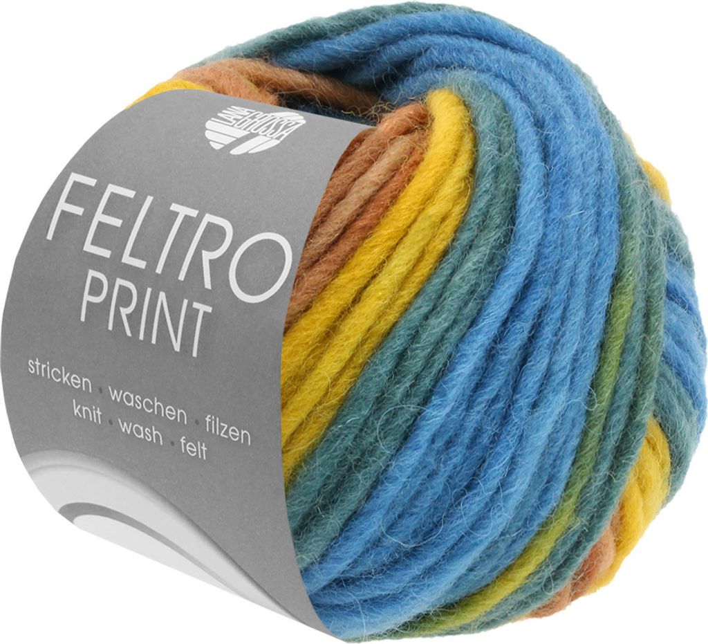 Lana Grossa Feltro Print 386 Senf/Saharabraun/Petrol/Marine