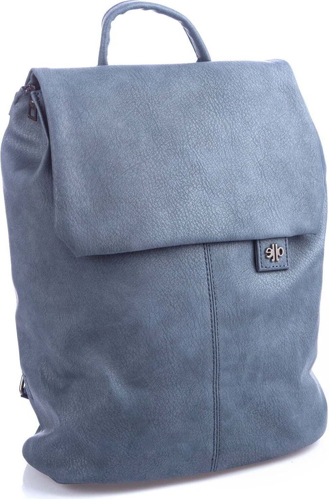 Jennifer Jones Eleganter Damenrucksack mit Klappe aus weichem Kunstleder Blau