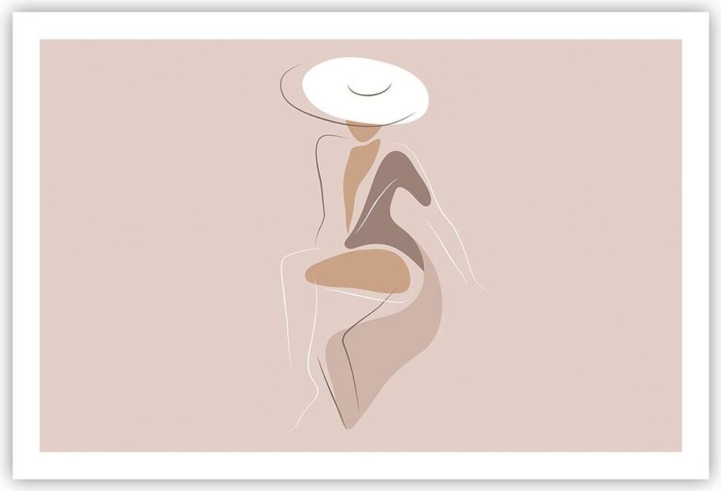 Poster - Poster ohne Rahmen - Buntstift Frau Hut - 91,5x61 cm - Wand Bild - Wanddeko - Wandbilder - Kunstposter - Wandposter - Bilder - Kunstdruck ...