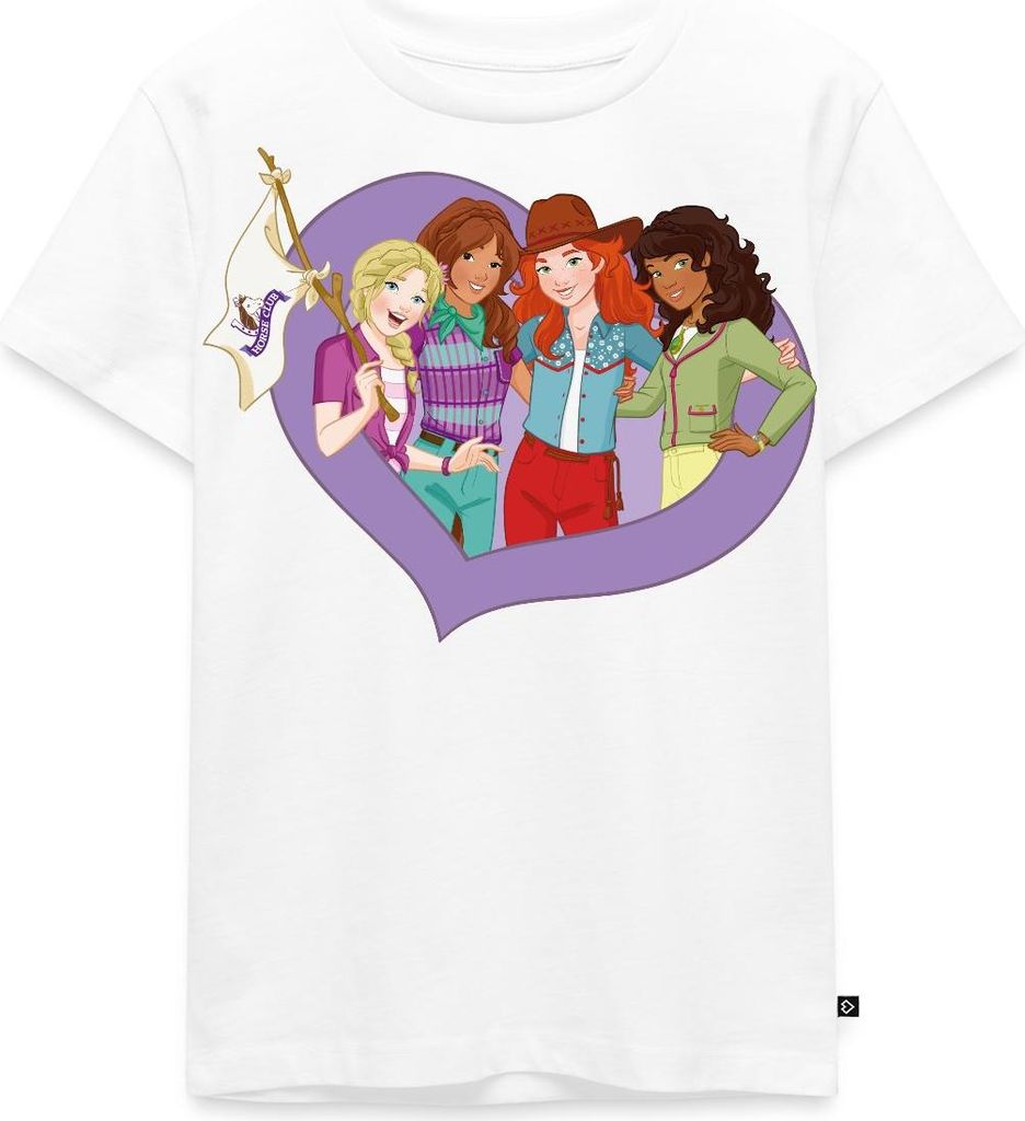 Spreadshirt Schleich Horse Club Sofia Lisa Hannah Sarah Kinder Premium T-Shirt, 98/104 (2 Jahre), Weiß