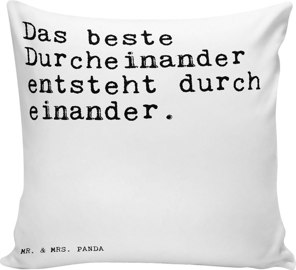 Mr. & Mrs. Panda kuschelkissen 40x40 Das beste Durcheinander entsteht... - Weiß - Geschenk, Valentinstag, kissen bedruckt, Freundin, Deko, Ehe, Pa...