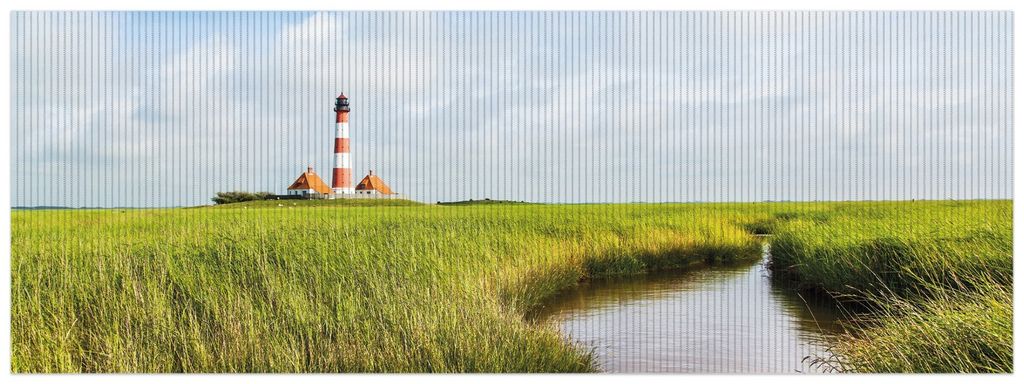 Wallario Duschmatte Antirutschmatte Badmatte Fußmatte Kleiner Bach durch Schilf auf dem Weg zum Leuchtturm, Größe ca. 180 x 65 cm