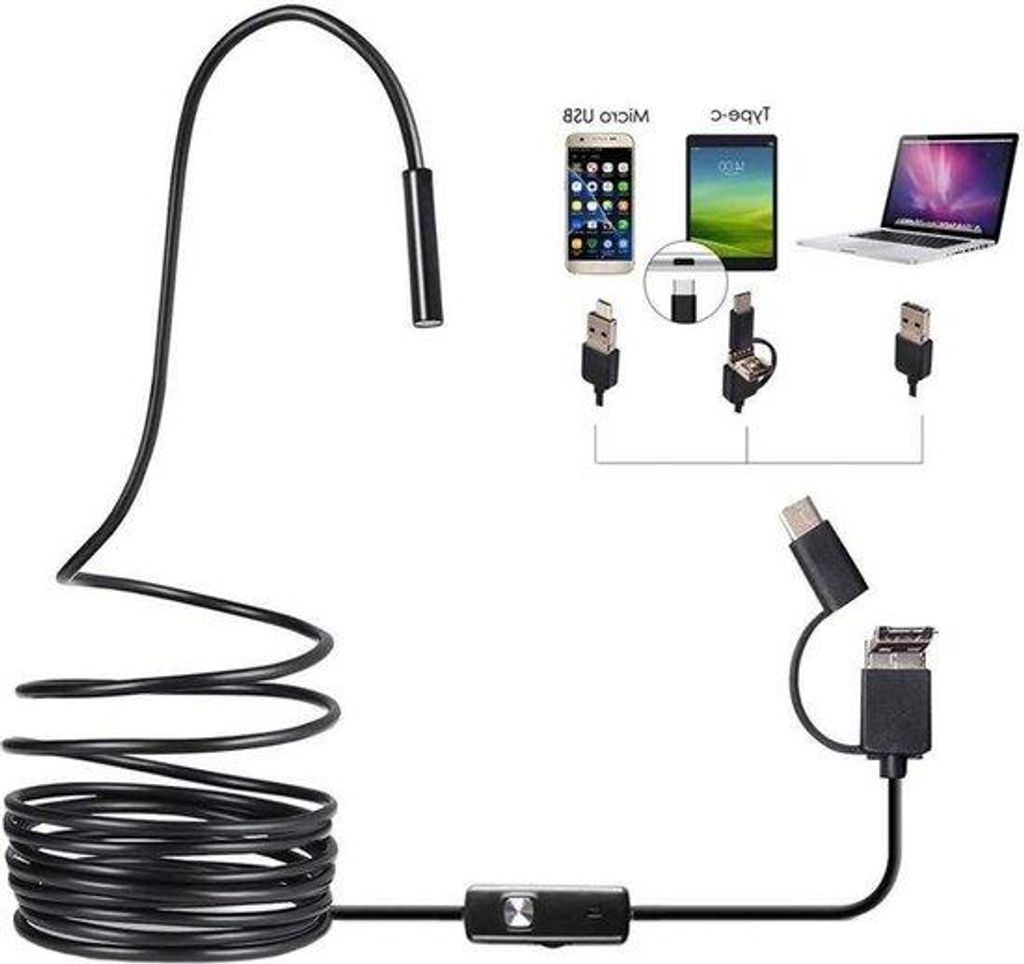 Wasserdichte 6-LED-Endoskop 1m Schwarz
