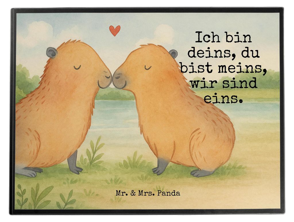 Mr. & Mrs. Panda schreibtischunterlage Capybara Liebe Design - Weiß - Geschenk, bastelunterlage, Geschenkidee, Valentinstag, Tiere, tischpad, Verl...
