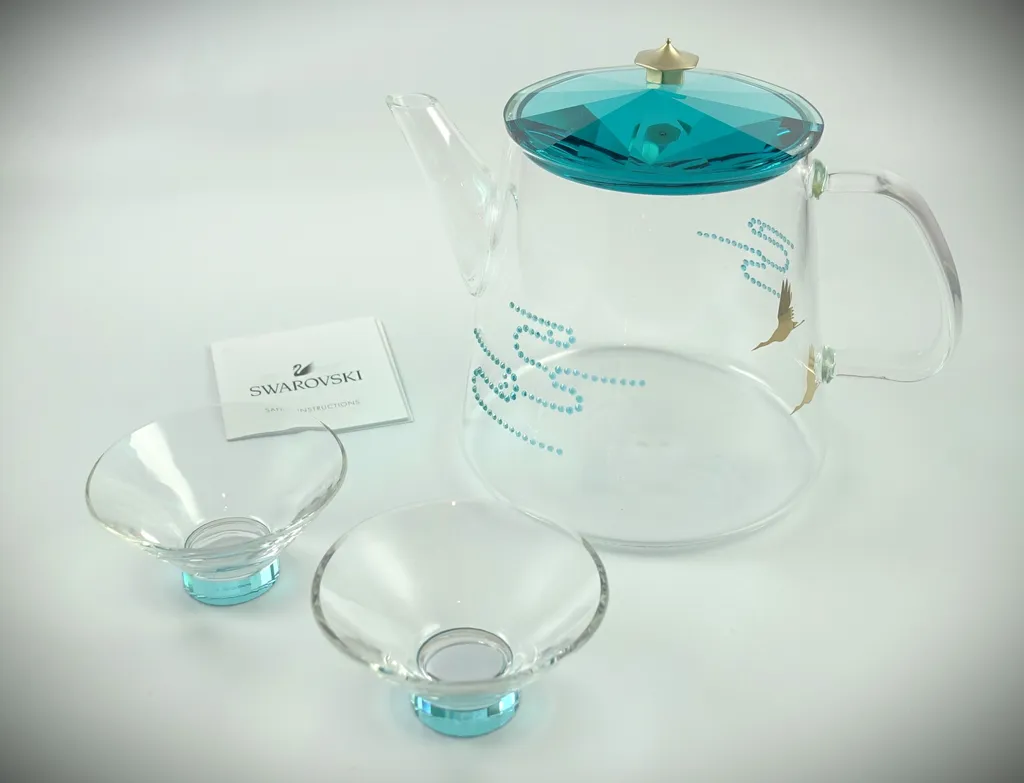 Service à thé de luxe Among Blue Mountains Swarovski avec Porcelaine Fine - 2
