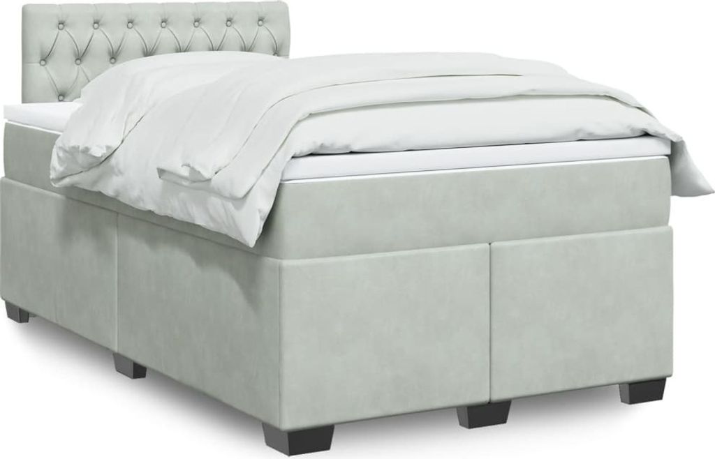 (NEU 2026) Boxspringbett mit Matratze, Doppelbett moderne, Hellgrau 120x190 cm - Samt - Klassische Betten - 77.85 kg