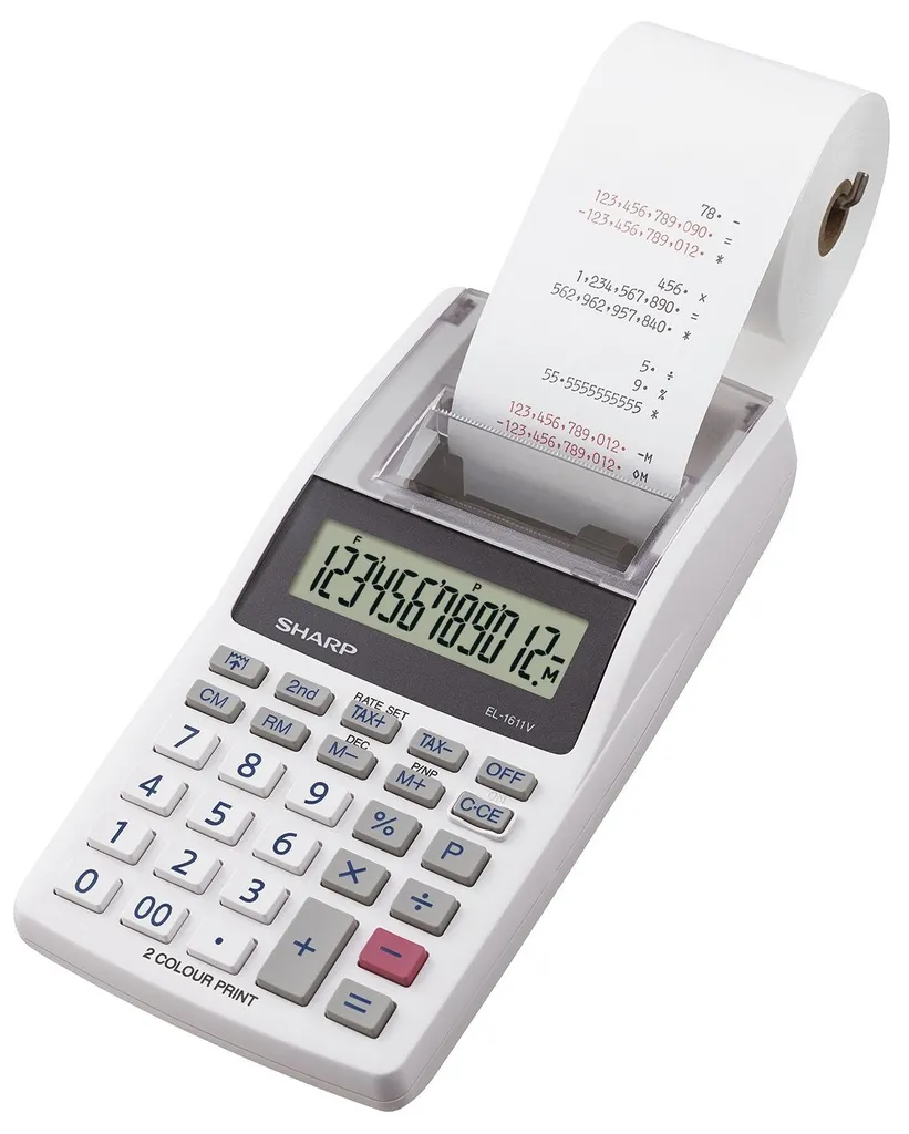 Calculatrice de bureau Sharp EL-1611V avec imprimante et écran 12 digits