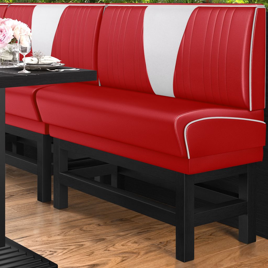 DINER VEGAS 1 | Diner Hochbank | B:H 160 x 133 cm | V-Steppung | Rot | Leder | American Diner Möbel, American Hochbank, Thekenbank