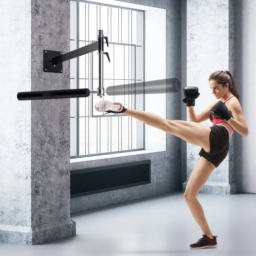 Support mural boxe avec barre de réflexe réglable et speed trainer noir - 8