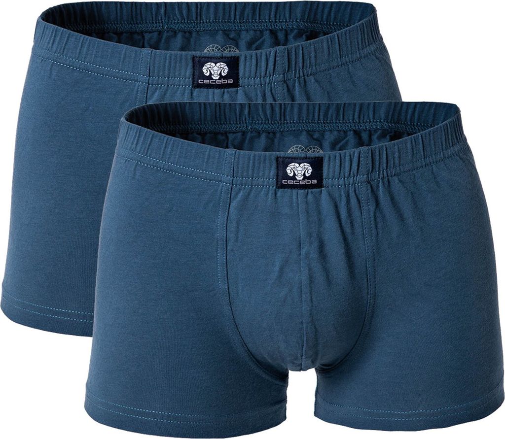 CECEBA Herren Shorts, 2er Pack - Short Pants, Basic, Baumwoll Stretch, M-8XL, einfarbig Blau 3XL