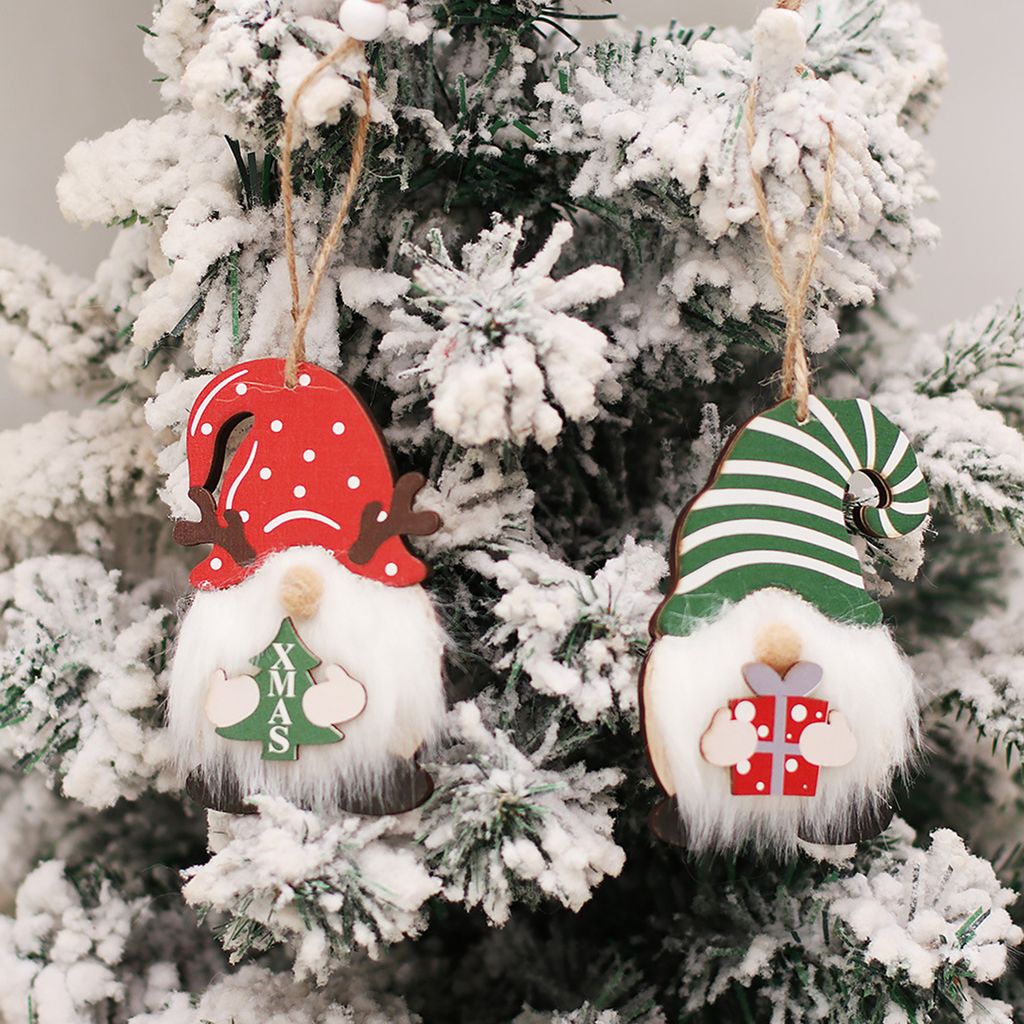 2pcs/fester Weihnachtsanhänger mit Perlen -Lanyard -Design niedliche gesichtslose Zwergpuppe Ornament für Party