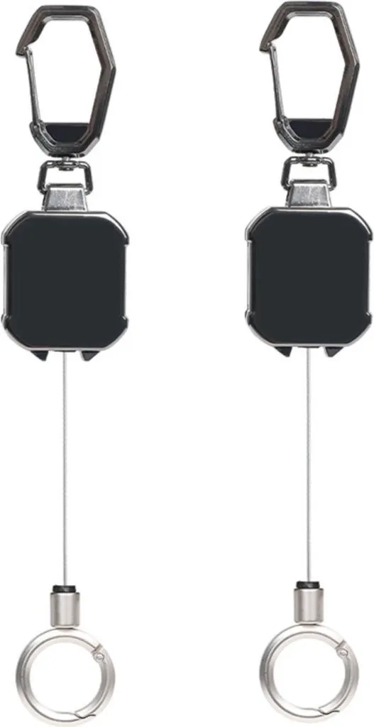 INF Portachiavi Retrattile in Lega di Zinco e Acciaio 2 Pezzi Antismarrimento