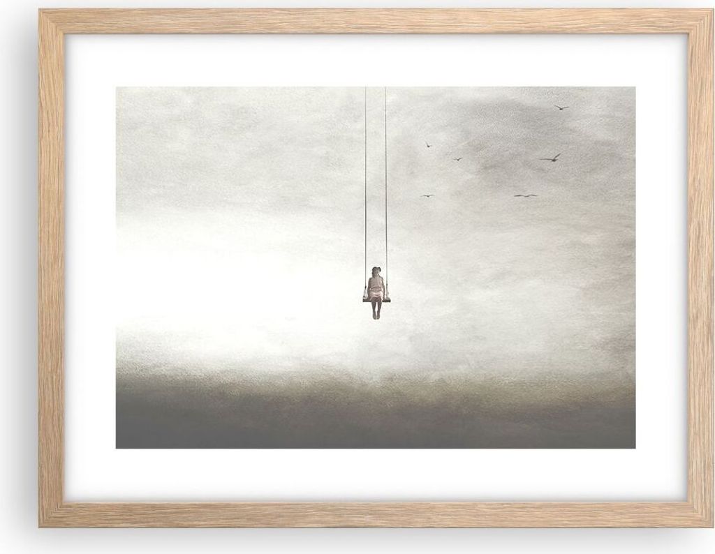 Gerahmtes Poster - Rahmen in heller Eiche - Schwingen rein Wolken - 40x30 cm - Wand Bild - Wanddeko - Wandbilder - Kunstposter - Wandposter - Bilde...