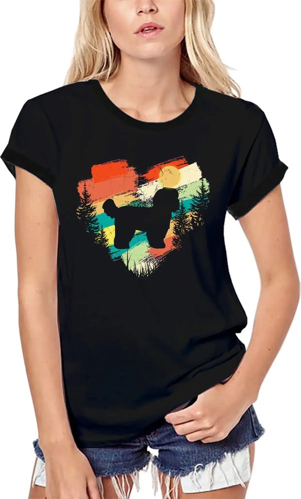 Damen Grafik T-Shirt aus Biobaumwolle Herz Retro Pudel Rasse – Heart Retro Poodle Breed – Öko-Verantwortlich Vintage Jahrgang Kurzarm Lustige ...