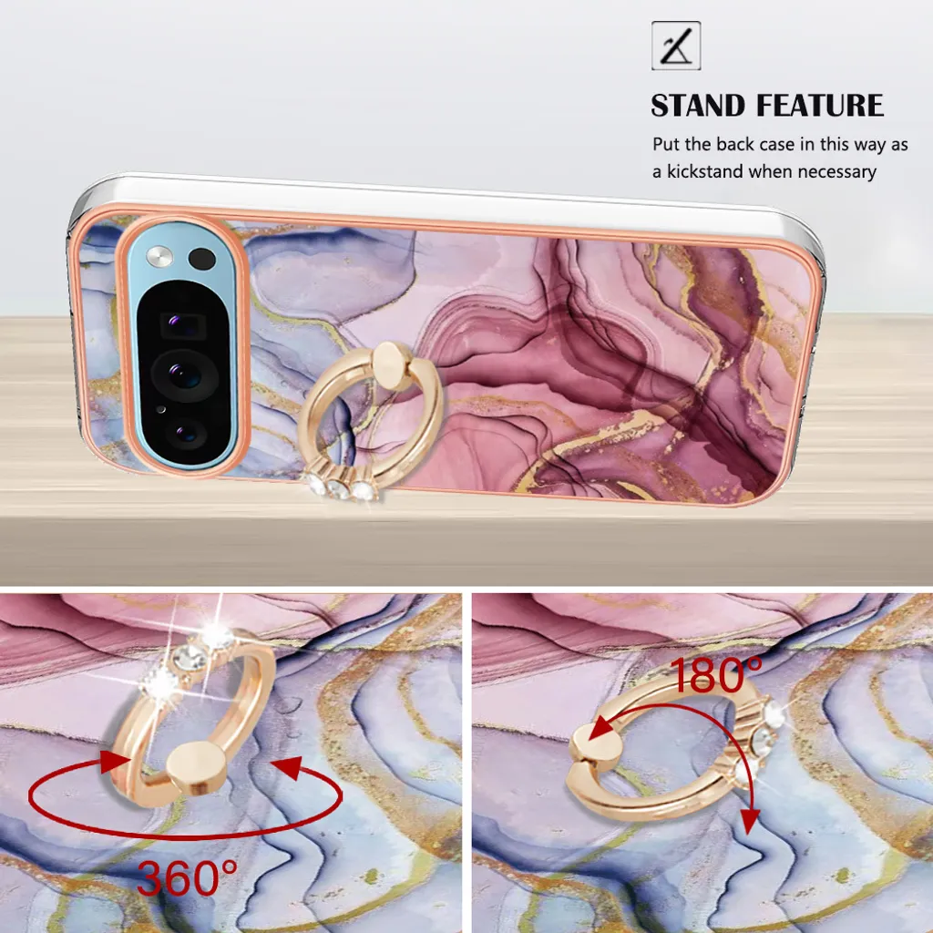 Asuwish Cover Per Google Pixel 6 Con Supporto Anello E Vetro Temperato Incluso - Protettiva E Magnetica (Rosa Oro) - 3