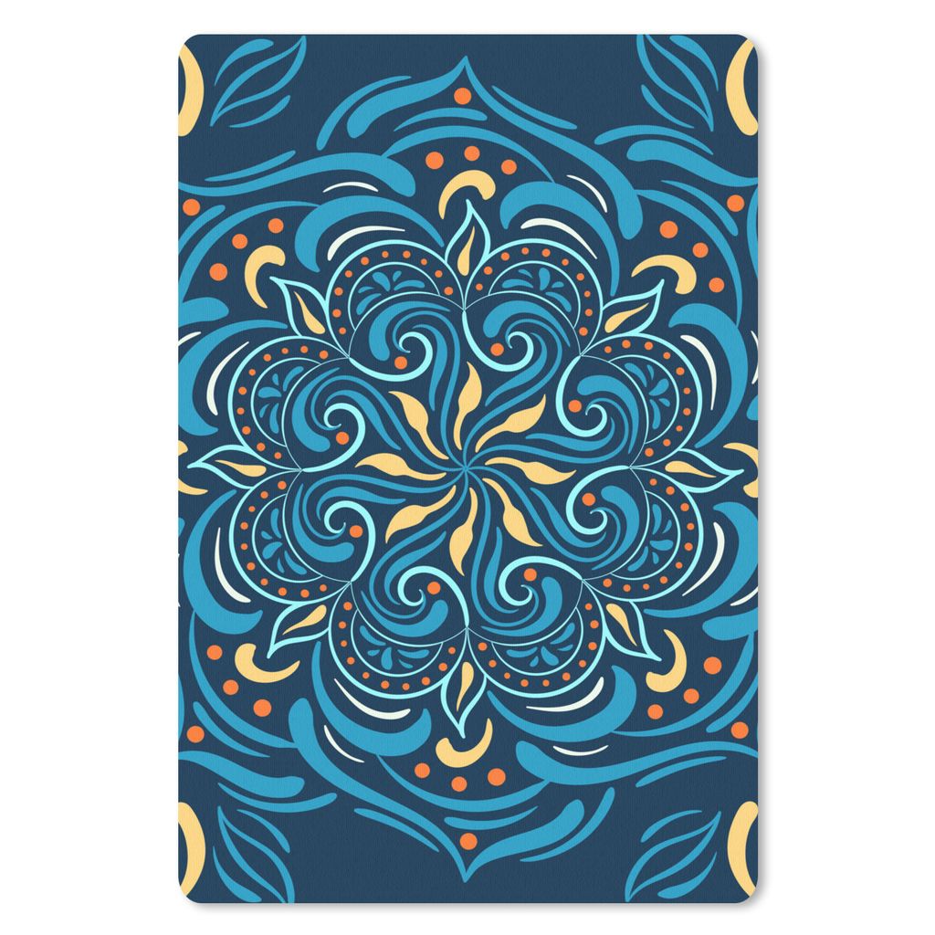 MuchoWow Mauspad Mousepad Blume - Gelb - Blau - Muster 18x27 cm - Mousepads - Maus Mat - Pad - Mausunterlage