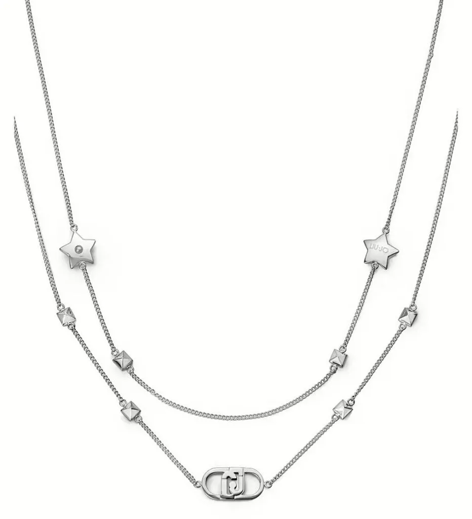 Collier double rang pour femme en acier inoxydable argenté et discret