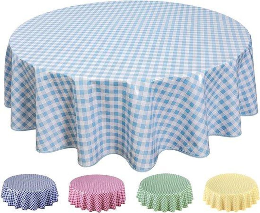 Tafelkleed, afwasbaar, onderhoudsvriendelijk, 160 cm, geruit, blauw grijs