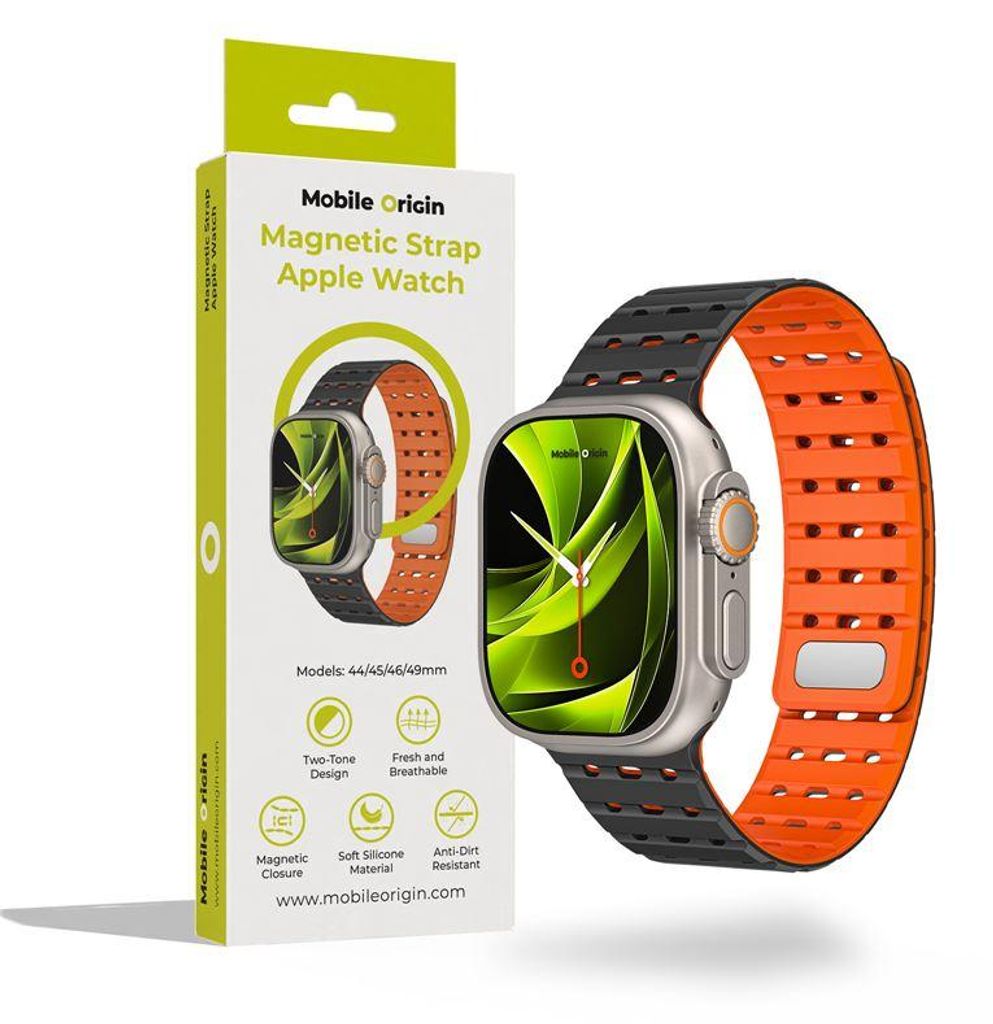 Mobile Origin AWMS-01-BLK-ORG, Gurt, Smartwatch, Orange, Grün, Apple, Apple Watch Ultra 1/2/3 – 49 mm Apple Watch 10 – 46 mm Apple Watch 9/8/7...